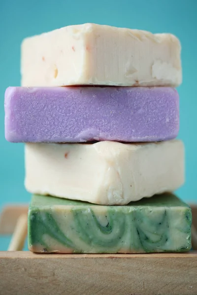 stack of Homemade natural soap bar .
