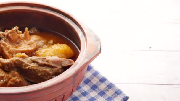 Pollo Curry Masala Tazón Mesa — Vídeos de Stock