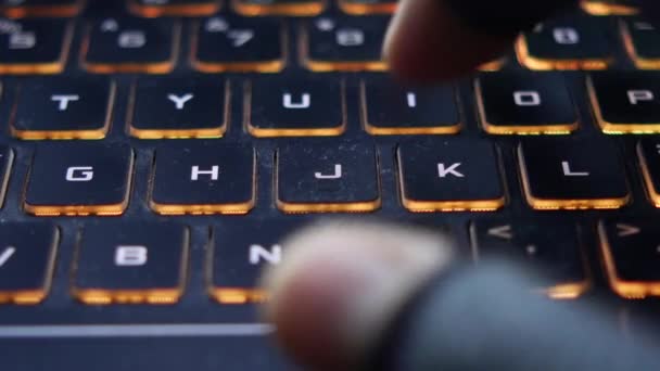 Hacker Hand Stealing Data Laptop Top — Stock Video