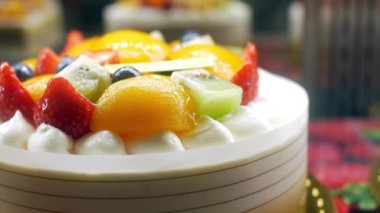 Çilekli pasta. Kapatın. ,