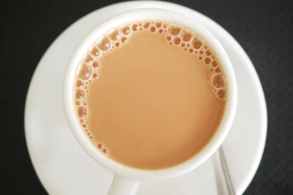 cup of milk tea with bubble top view