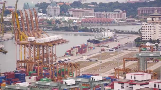 Singapur Habourfront Mayo 2022 Vista Superior Cargando Muchos Contenedores — Vídeos de Stock