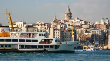ISTANBUL, TURKEY 12 January 2023. historic architecture over the Golden Horn bay .