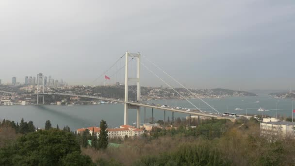 Istanbul Boğaz Köprüsü Nün Havadan Görünümü — Stok video