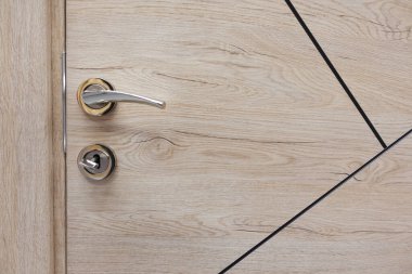 Closed wooden door with copy space 