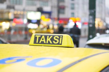 Taxi car in the street. High quality photo
