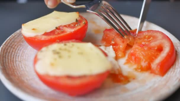 Tomatoes Stuffed Cheese Oven — Wideo stockowe