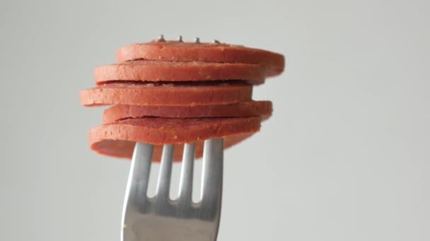 Salami Sausage Cut Thin Pieces – stockvideo