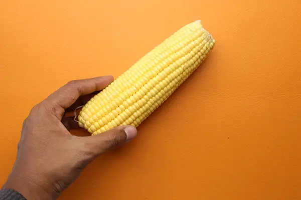 Édes Kukorica Fehér Háttér Közelről — Stock Fotó
