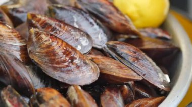 Fresh Black Shell Recipe With Lemon Turkish Food.