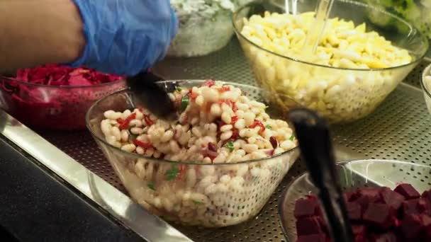 Kacang Ginjal Putih Dimasak Dalam Mangkuk — Stok Video