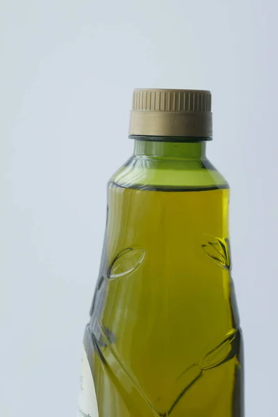 Una Bottiglia Olio Fondo Bianco — Foto Stock