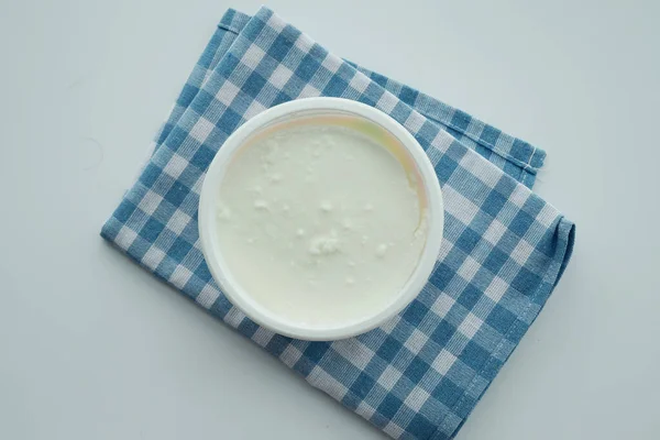 Färsk Yoghurt Skål Bordet — Stockfoto