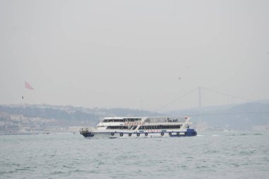 ferryboat sail on the Bosphorus river in istanbul .
