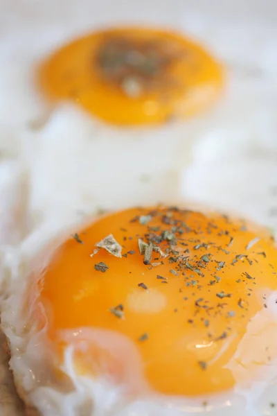 Fried Eggs Plate Close — Foto de Stock