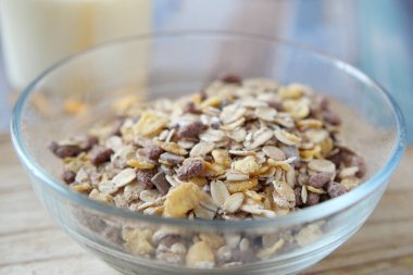 detail shot of granola Musli in a bowl