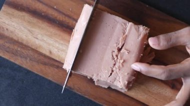 close up of canned meat on table ,