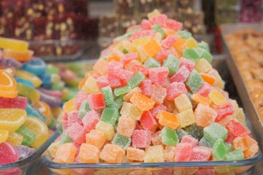 Renkli şeker yığını Tatlı jöle ,