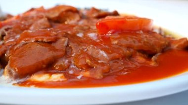 Seekh Kabab with tomato sauce on a plate ,