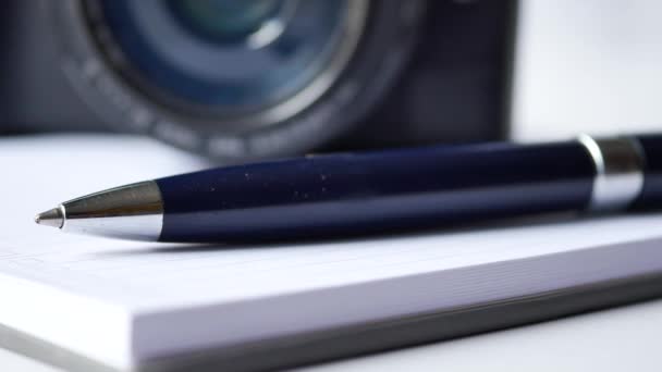 Notepad Pen Camera Table — Stock video