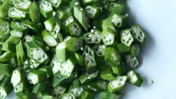 Panie Palce Lub Bhindi Zielone Warzywa — Wideo stockowe