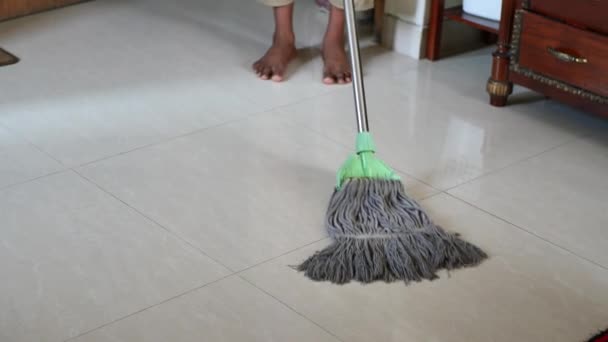 Cleaning Tiles Floor Mop — Stock Video