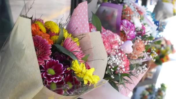 Kwiaciarnia Stambule Ekspozycja Kwiatów Sprzedaż Sklepie Ulicznym — Wideo stockowe