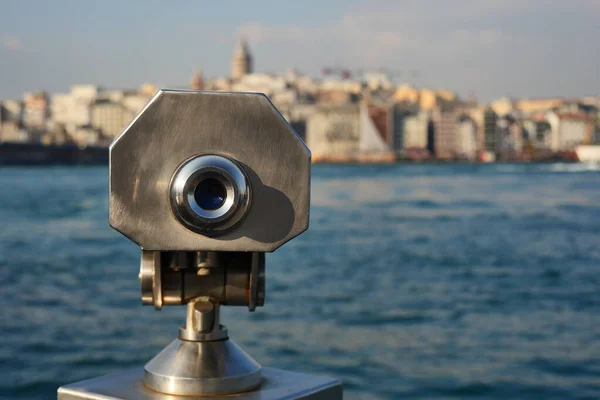 Coin Operated Binoculars Looking Out City Buildings — Stock Photo, Image
