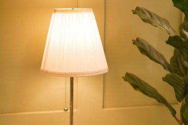 a lamp in home against white wall .