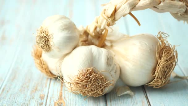 Close Garlic White Background — Stock Video