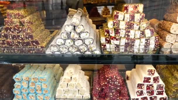 Deleite Turco Exhibición Baklava Tienda — Vídeos de Stock
