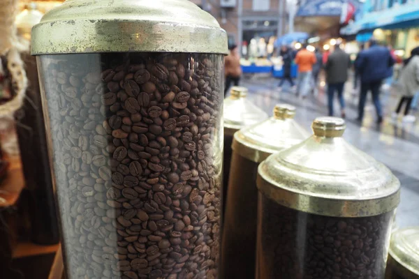Grains Café Frais Qui Vendent Rue Istanbul Dans Bocal — Photo