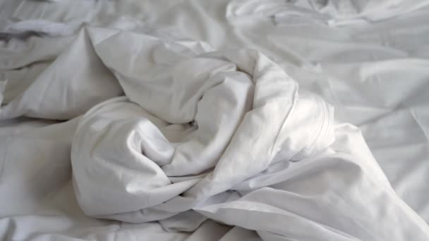 Messy Bed Early Morning Messy Bed Waking — 图库视频影像