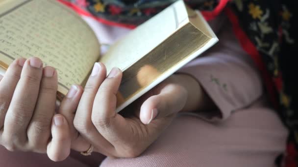 Mulheres Muçulmanas Leitura Mão Alcorão — Vídeo de Stock