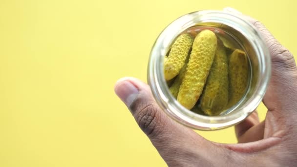 Bottle Pickled Cucumbers Pickles Table — Wideo stockowe