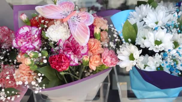 Floristería Istanbul Exposición Flores Para Venta Calle Tienda — Vídeos de Stock