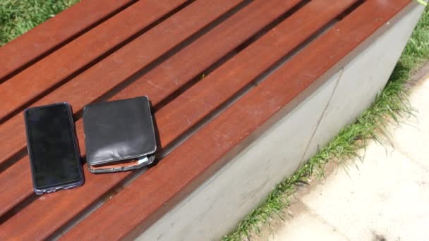 Forget Smartphone Park Bench Lost Smart Phone — Video Stock