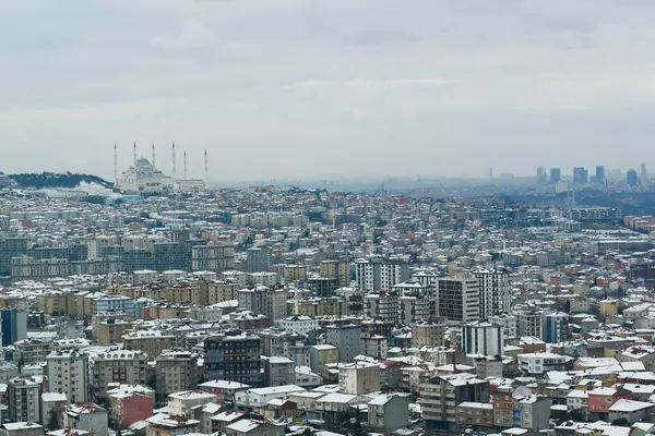 Top View Snow Cityscape Istanbul — Zdjęcie stockowe