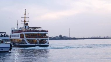 ferryboat sail on the Bosphorus river in istanbul .