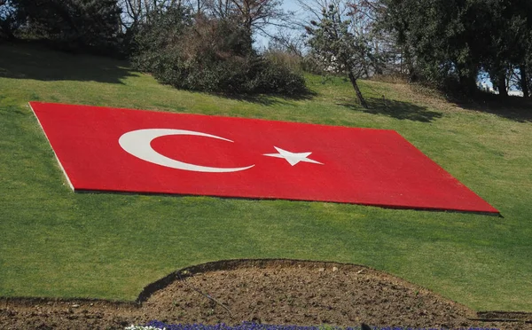 緑の草の上のトルコ国旗 — ストック写真