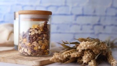 detail shot of granola Musli in a bowl