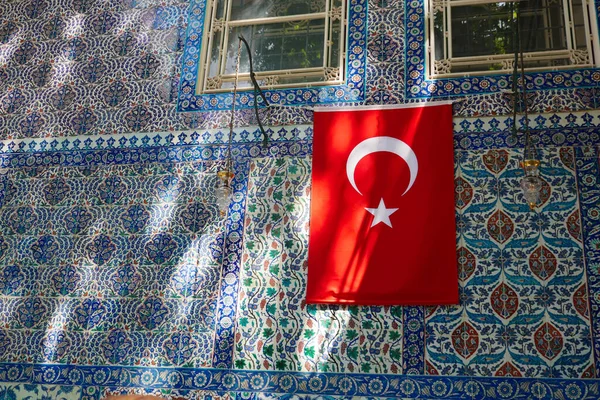 Turkisk Flagga Kakelväggen — Stockfoto