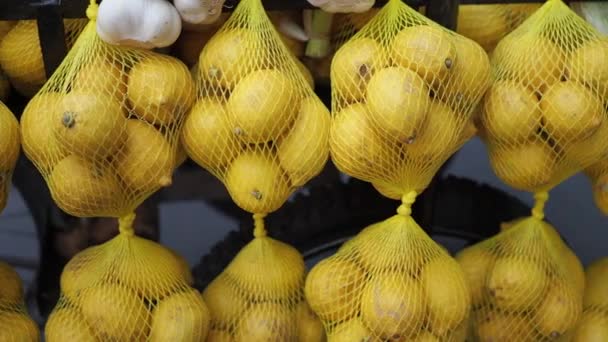 Citron Dans Présentoir Paquets Vendre Marché Istanbul — Video