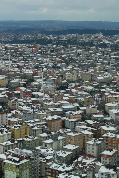 Вид Снежный Город Стамбуле — стоковое фото