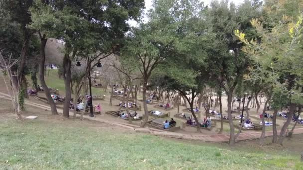 Personas Que Relajan Parque Local Estambul — Vídeos de Stock