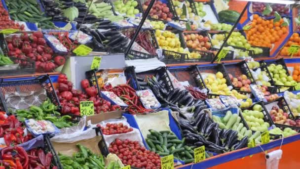 Részlet Egy Isztambuli Gyümölcsstandról — Stock videók