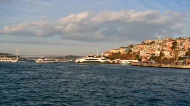 ferryboat sail on the Bosphorus river in istanbul .