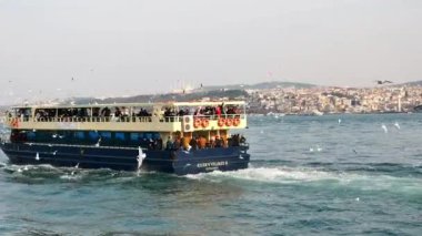 ferryboat sail on the Bosphorus river in istanbul .