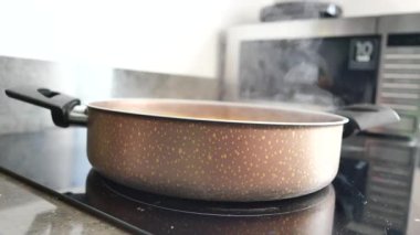 electric stove is heated to red. 