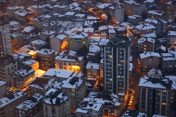 Зверху Вид Сніговий Пейзаж Істанбулі — стокове фото
